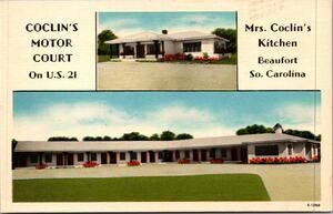 Coclin's Motor Court in Beaufort SC Vintage Postcard SP17-14